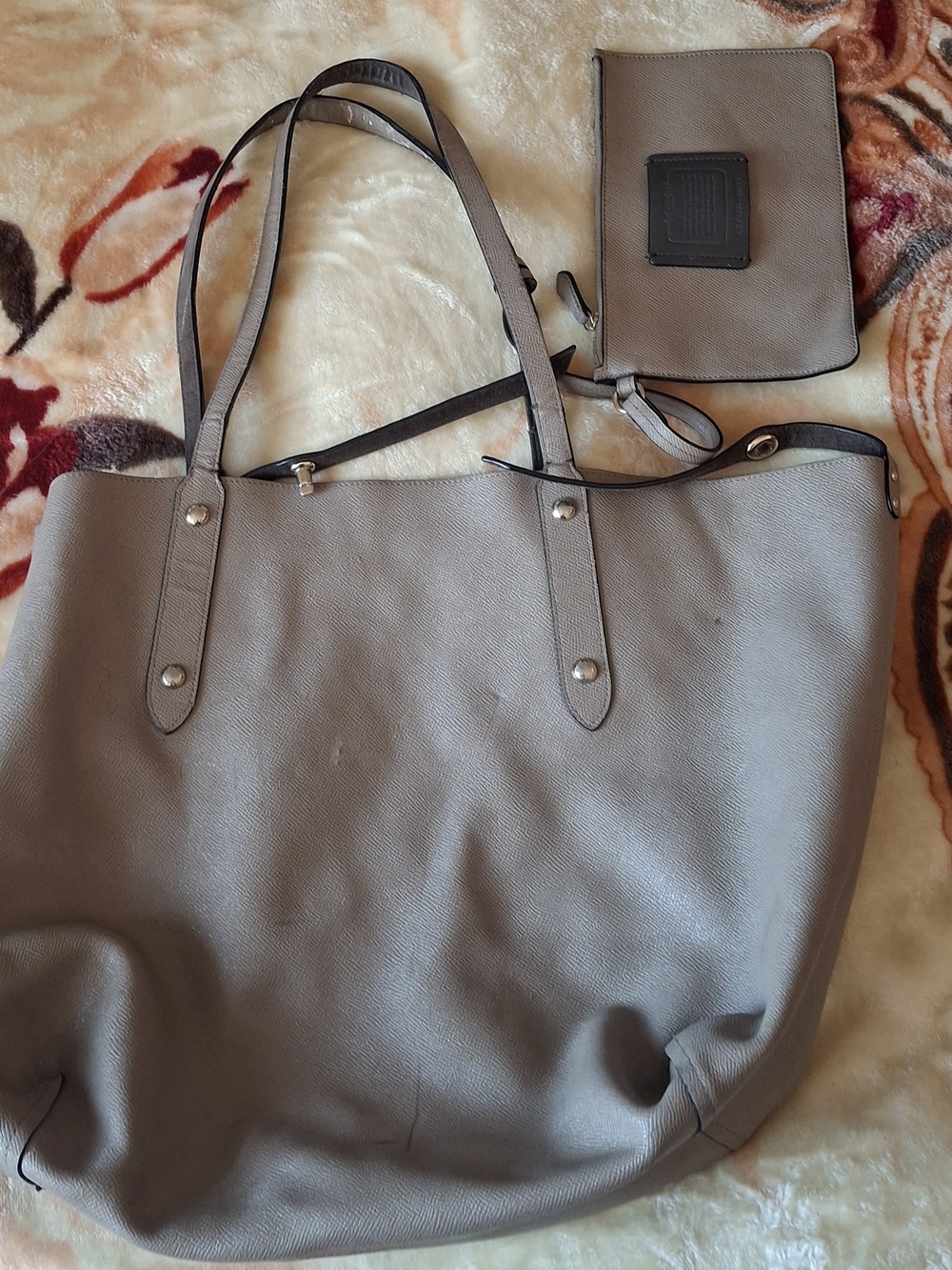 Coach Reversible Large Market Tote Brown Sude / Crossgrain Leather - Picture 3 of 9